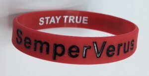 SemperVerus Wristband black text on red SemperVerus Wristband black text on red